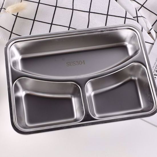 صورة Large capacity stainless steel lunch box(272*202*62mm)