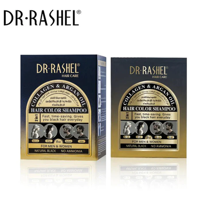 Picture of Dr.Rashel Collagen And Argan Oil Hair Color Shampoo Sachet - Natural Black