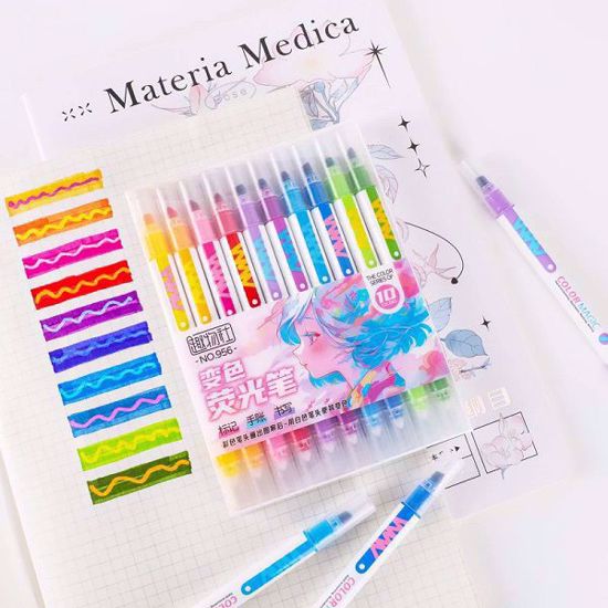 Picture of 10pcs Double-Tip Magic Color Changing Highlighter Pen Set