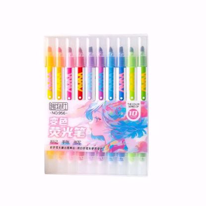 صورة 10pcs Double-Tip Magic Color Changing Highlighter Pen Set