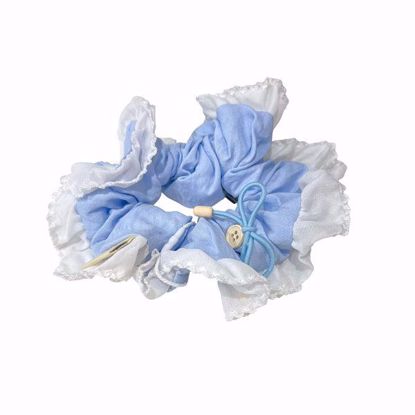 Picture of Hair Scrunchies (Blue with Ruffles and Ribbon)