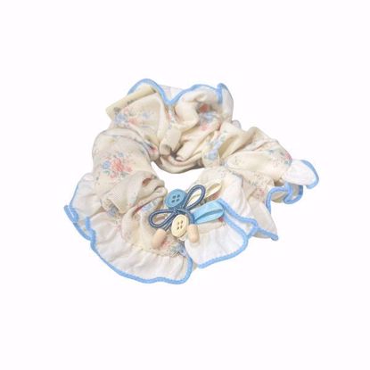 Picture of Hair Scrunchies (Blue and White with Floral Pattern)