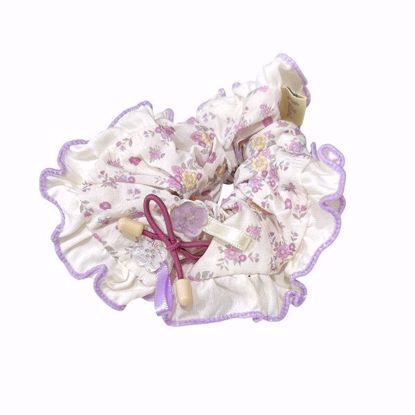 Picture of Hair Scrunchies (Purple Floral with White Lace)