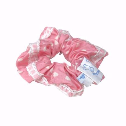 Picture of Hair Scrunchies (Pink with White Heart Pattern)