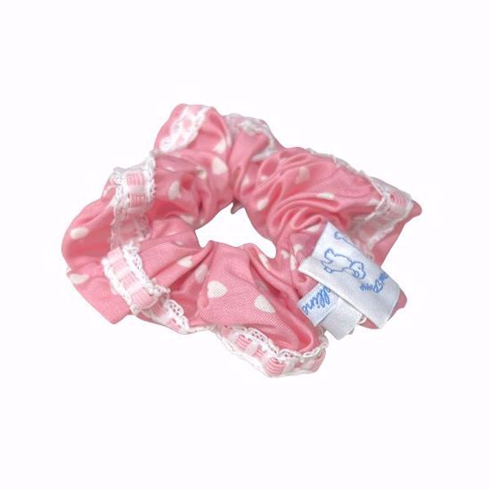 Picture of Hair Scrunchies (Pink with White Heart Pattern)