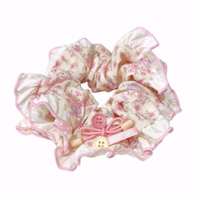 Picture of Hair Scrunchies (Pink Floral with White Lace)