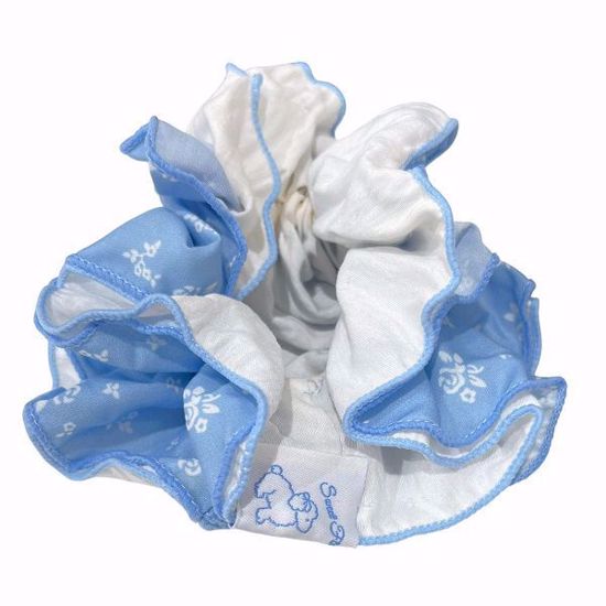 Picture of Ruffled Hair Scrunchie (Milk Blue Plaid – Ballet Style)