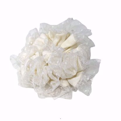 Picture of Ruffled Hair Scrunchie (White with Polka Dot Lace – Ballet Style)