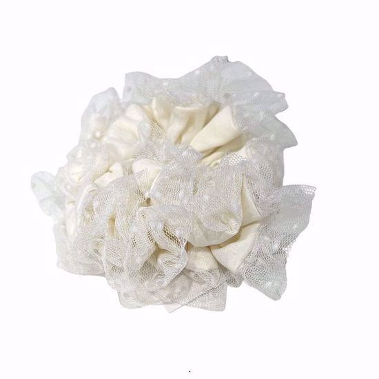 Picture of Ruffled Hair Scrunchie (White with Polka Dot Lace – Ballet Style)