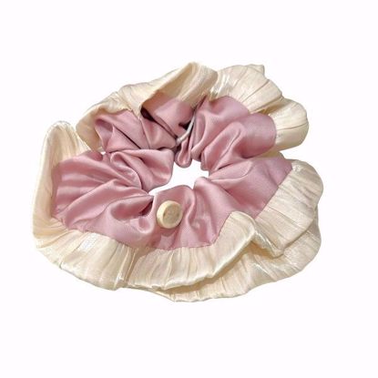 Picture of Ruffled Hair Scrunchie (Pink and Beige – Ballet Style)
