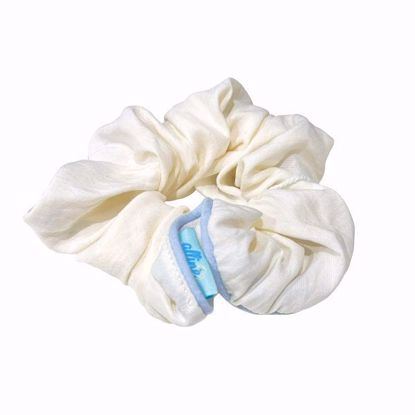 Picture of White Hair Scrunchie with Blue Edge Trim