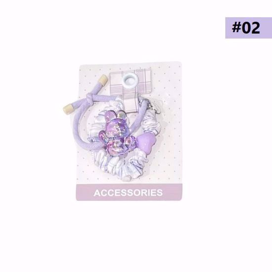 Picture of Basic Hair Ties (2 pcs) – Random Colors & Designs with Bunny Charm