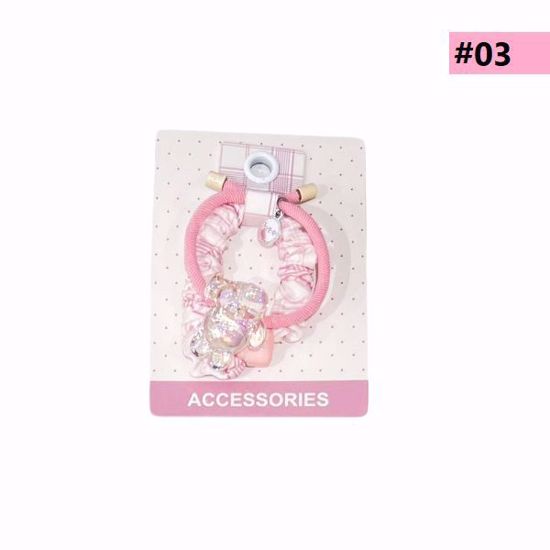 Picture of Basic Hair Ties (2 pcs) – Random Colors & Designs with Bunny Charm