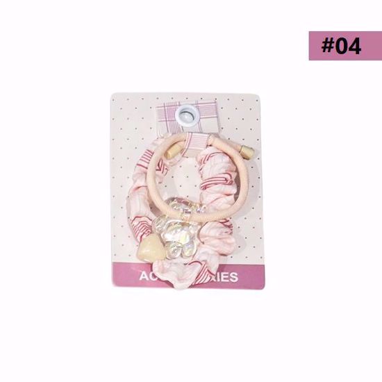 Picture of Basic Hair Ties (2 pcs) – Random Colors & Designs with Bunny Charm