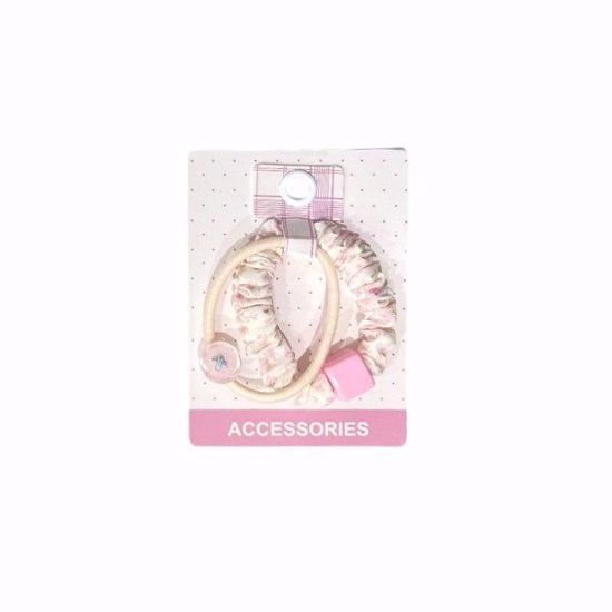 Picture of Basic Hair Ties (2 pcs) – Floral Pattern with Button Charm