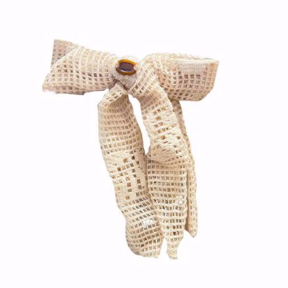 صورة Beige Hair Bow Clip – Lace Crochet Style