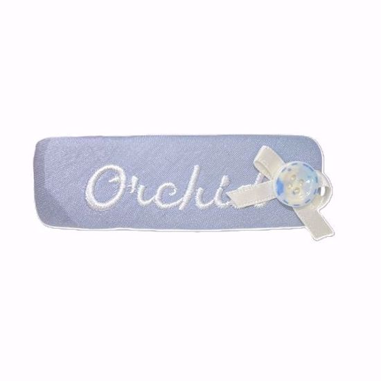 Picture of Hair Clip with Blue Ribbon and Button Accent