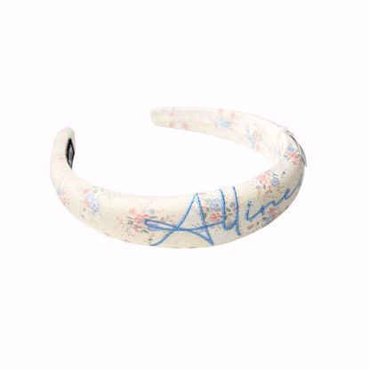 Picture of Blue and Pink Floral Pattern White Headband