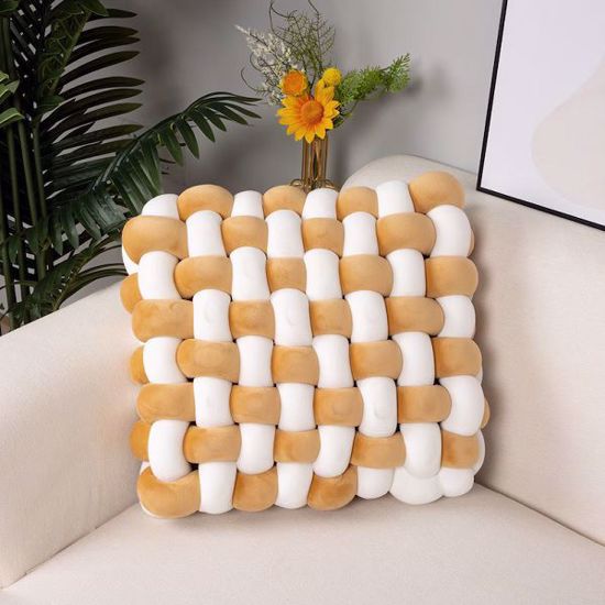 Picture of Two Tone Square Knot Pillow – Handmade Velvet Cushion