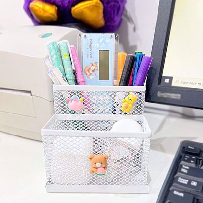 صورة Metal Mesh Desk Organizer