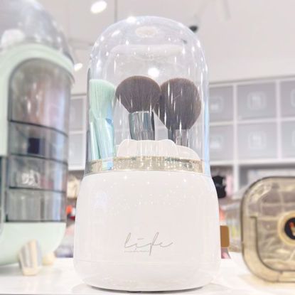 Picture of 360° Rotating Makeup Brush Organizer with Clear Dustproof Lid