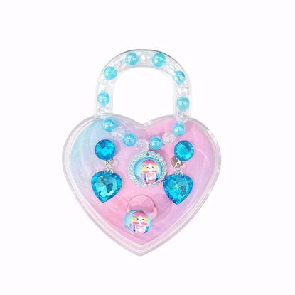 Picture of Pretty Blue Heart Jewelry Box Set for Girls