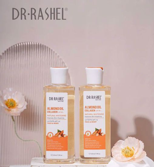 صورة Dr RASHEL Face & Body Almond Oil Collagen SPF50+ Natural Whitening Improves Skin Elasticity