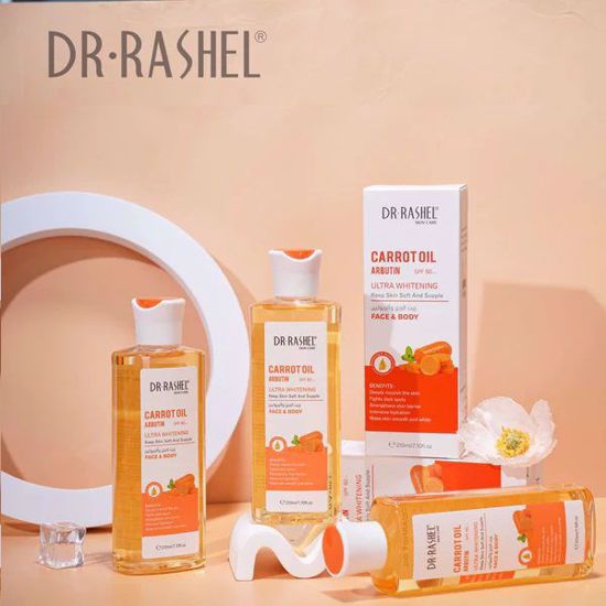 Picture of Dr RASHEL Face & Body Carrot Oil Arbutin SPF50+ Ultra Whitening keep Skin Soft and Supple