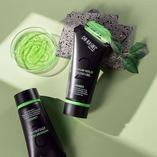Picture of DR RASHEL Medium Hold Styling Gel Unisex – Flexible Control with Coconut Oil, Lightweight, No Buildup