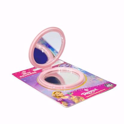 صورة Disney Princess Rapunzel Sparkle Folding Mirror – Portable & Lightweight Circle Compact Mirror (Snow Globe Effect)