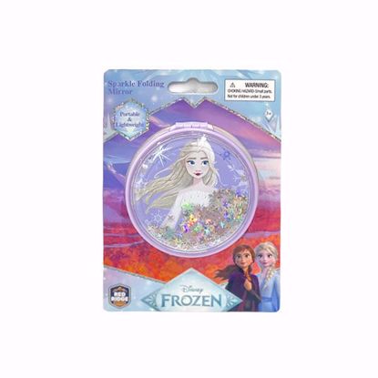 صورة Disney Frozen Sparkle Folding Mirror – Portable & Lightweight Circle Compact Mirror (Snow Globe Effect)