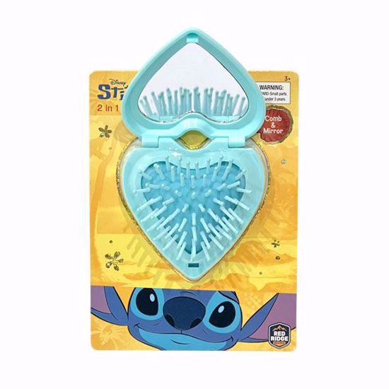 صورة Disney Stitch 2-in-1 Fashion Comb & Mirror – Heart Shape Compact