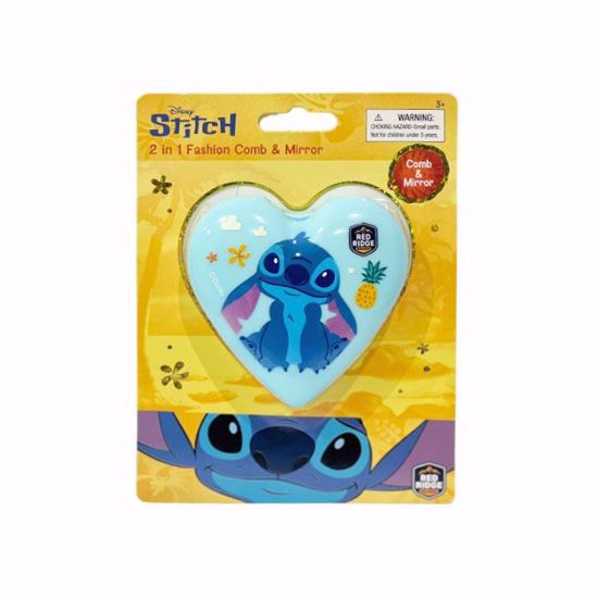 صورة Disney Stitch 2-in-1 Fashion Comb & Mirror – Heart Shape Compact