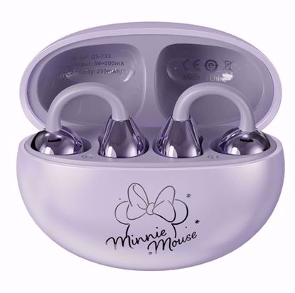 صورة Disney QS-T31 Clip-On Ear Bluetooth Earphones – Wireless Bone Conduction Sports Headset (Purple)