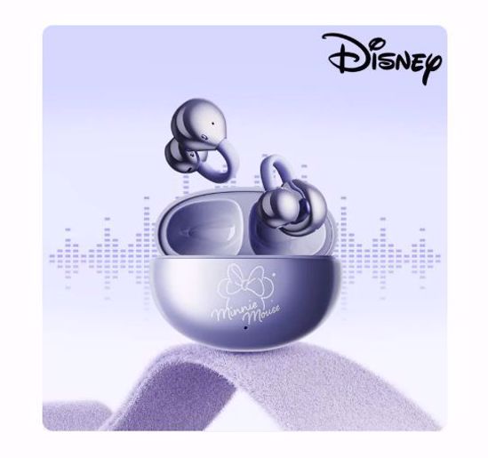 صورة Disney QS-T31 Clip-On Ear Bluetooth Earphones – Wireless Bone Conduction Sports Headset (Purple)