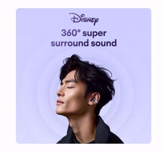 صورة Disney QS-T31 Clip-On Ear Bluetooth Earphones – Wireless Bone Conduction Sports Headset (Purple)