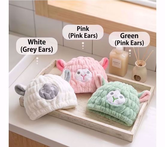 صورة Cute Lamb-Shaped Hair Towel Cap