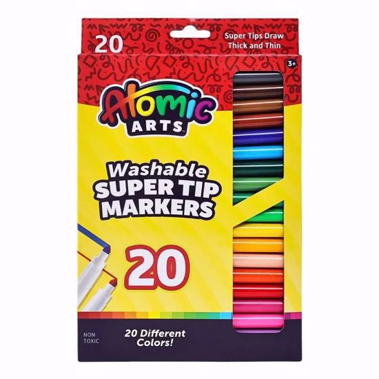 صورة Atomic Arts Washable Super Tip Markers – 20 Pieces